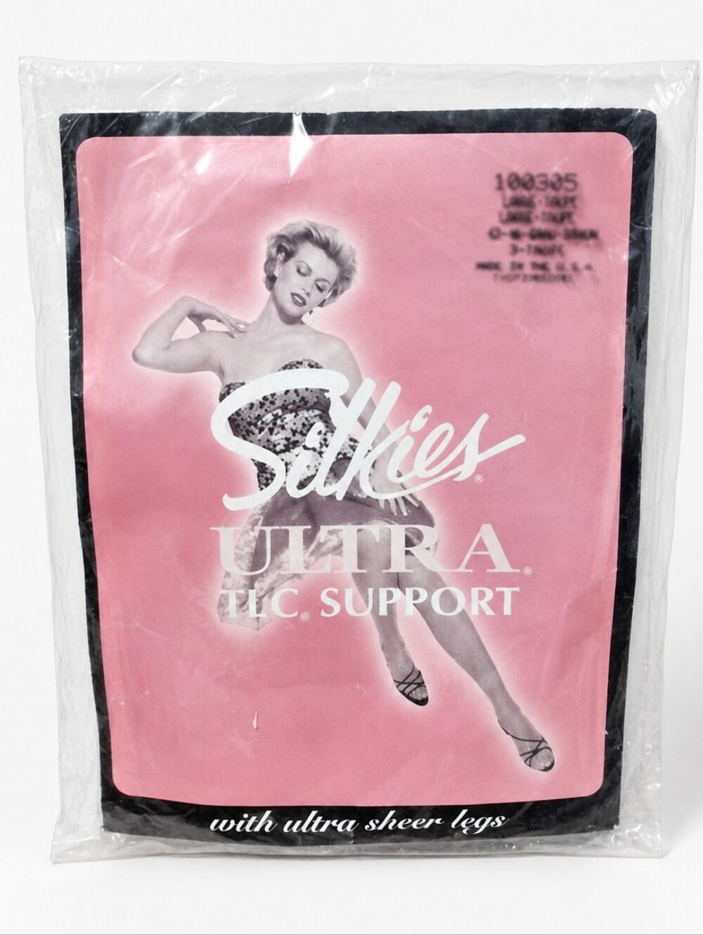 Vintage Silkies Ultra TLC Support Pantyhose Queen XL Taupe Sheer Nylons USA Made